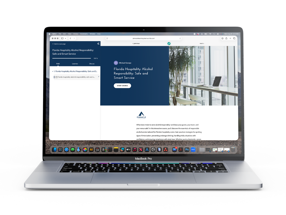 Pinnacle course running on a laptop